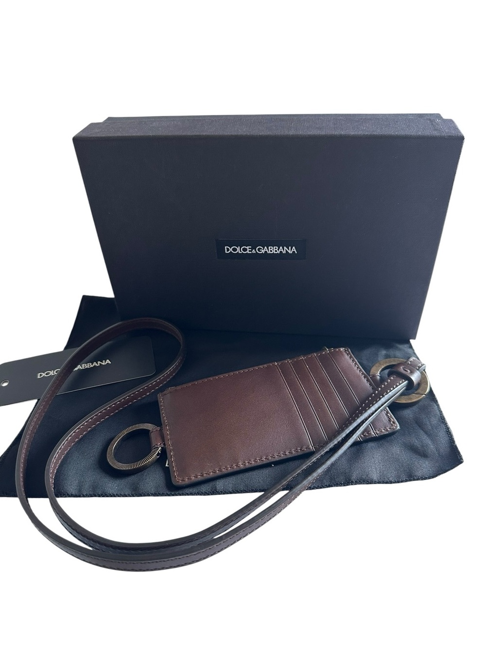 Dolce & Gabbana Brown Leather Wristlet with Gold Hardware - Picture 9 of 11